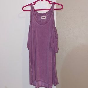 Day trip cold shoulder purple top